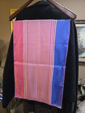 Saks Fifth Avenue Hot Pink and Periwinkle Silk Scarf